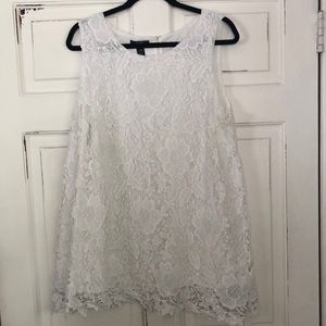 Alfani 16W sleeveless white lace top